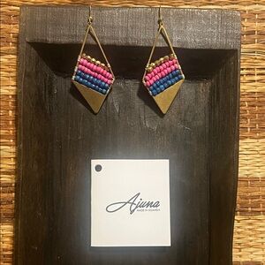 Ajuna Paper Bead Earrings with Pink and Blue Accents